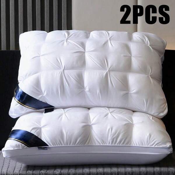 King-Size Pillow Set (2-Pack), Soft, Fluffy, And Supportive Removable Pillowcases, Hotel-Style Standard/Affordable Pillow Set, Suitable For Back, Stomach, Or Side Sleepers, Home Goods, Bedroom Decor, Gift For Camping Essentials (White/Gray)